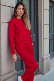 Vivisence Damen Trainingsanzug Baumwolle Bündchen Taschen Alltag Komfort 9204, 