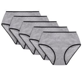 Vivisence Culotte Classique Slip pour Femme Lot de 5 Figi Silhouette Élégante 4016, bande noire: gris 5-pack