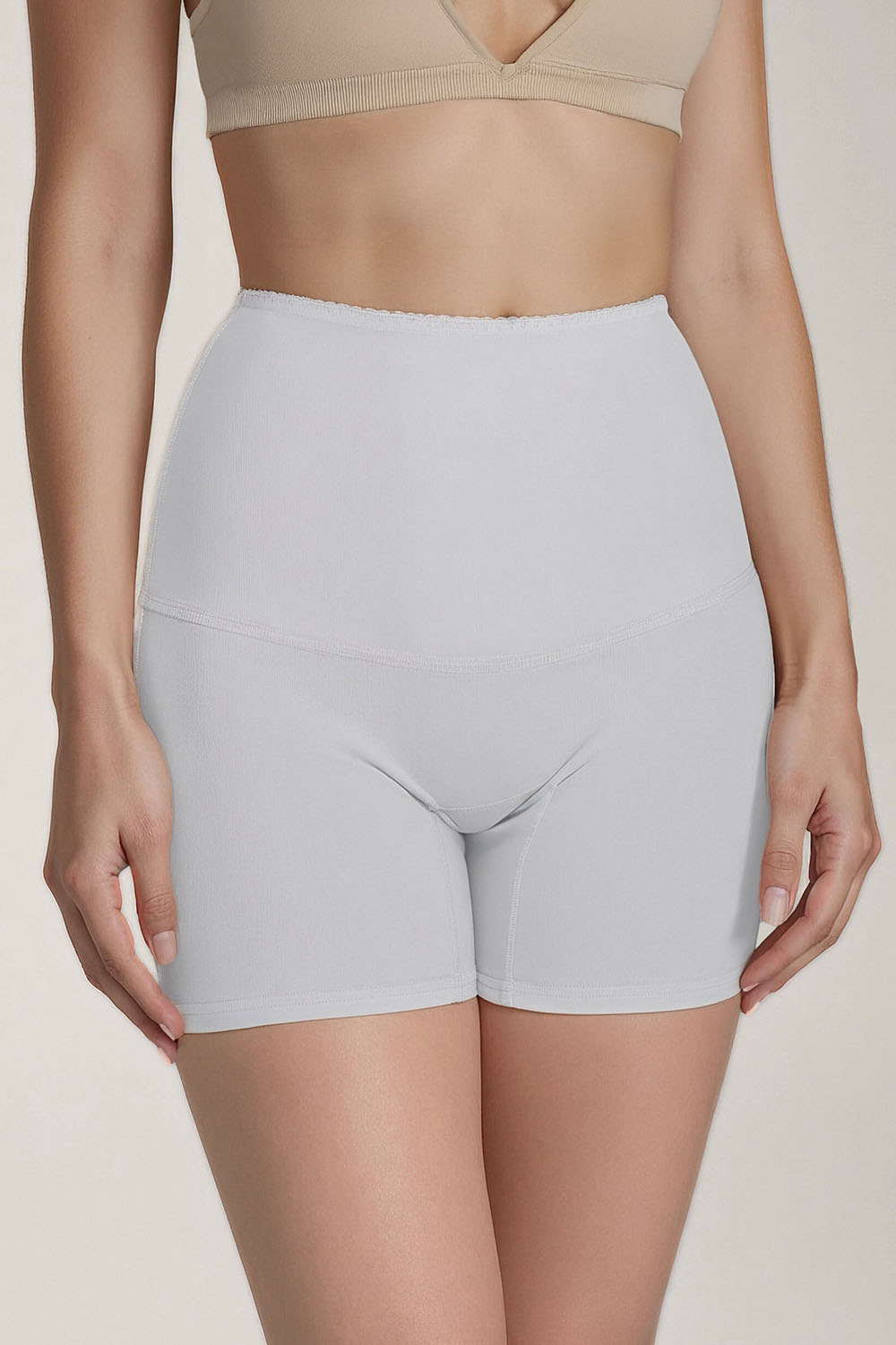 Vivisence Bermuda Culotte Femme Taille Haute Silhouette Parfaite Affinée 4102, blanc