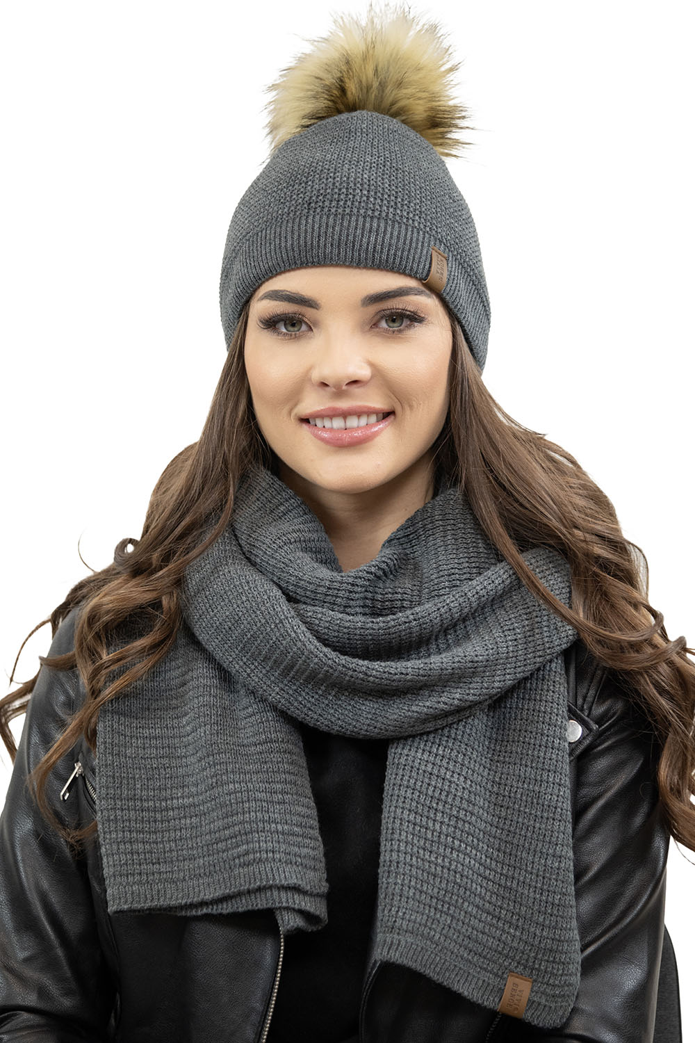 Vivisence Damen Bommelmütze Winter Wintermütze Warmem Garn Antistatische 7041, dunkelgrau