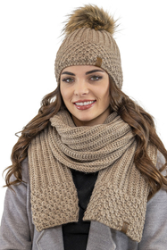 Vivisence Women's Winter Hat With Pom Pom Warm Ideal For Cold Days 7016, beige