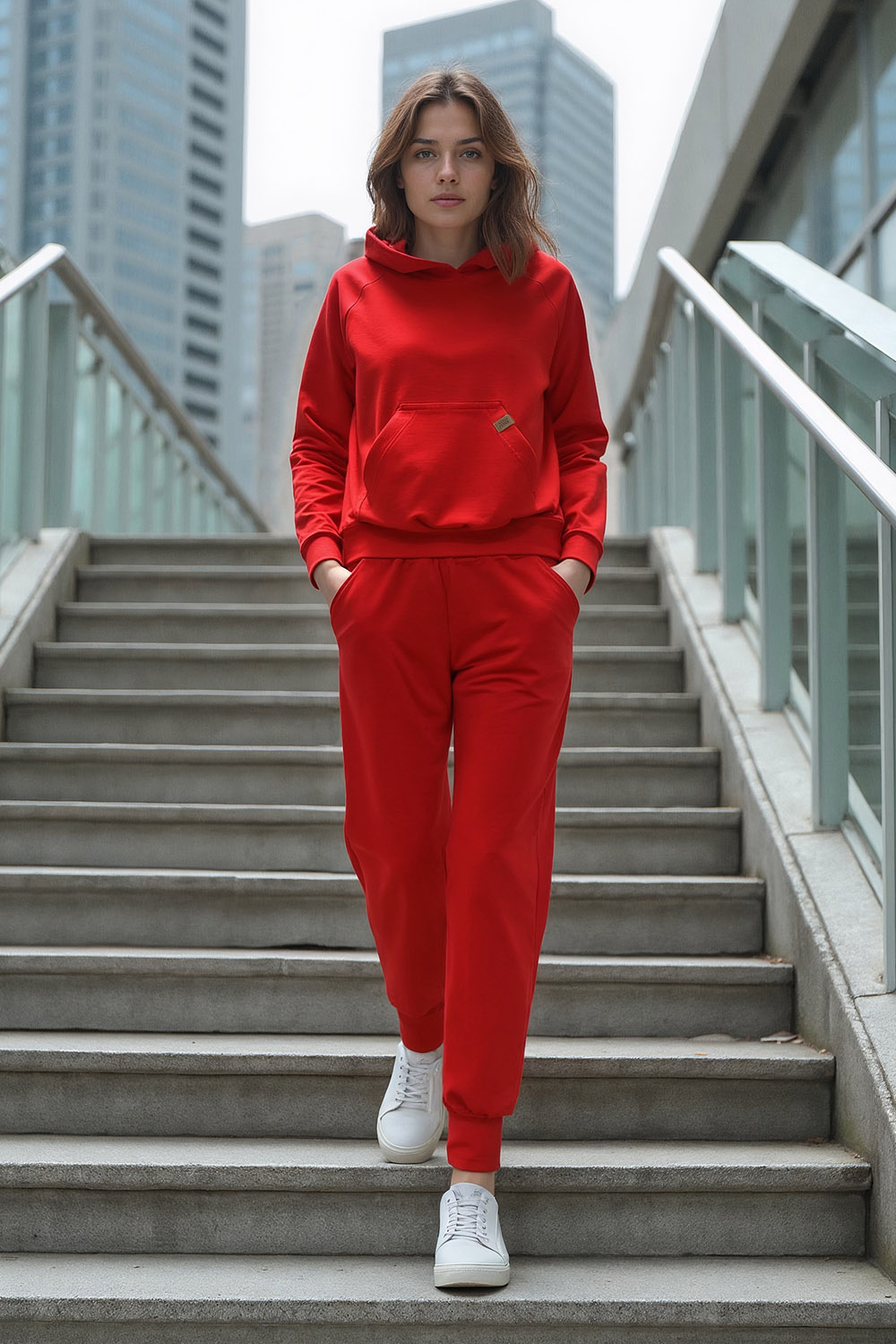 Vivisence Femme Ensemble Survêtement Coton Capuche Poches Confort Quotidien 9203, 