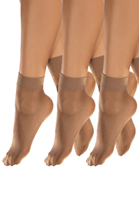Vivisence Chaussettes Femme Classiques 20 DEN Douce Et Confortable Avec Bords Élastiques Qui Ne Glissent Pas Renforcement Invisible Des Orteils Lot De 3 Paires Qualité Supérieure, beige