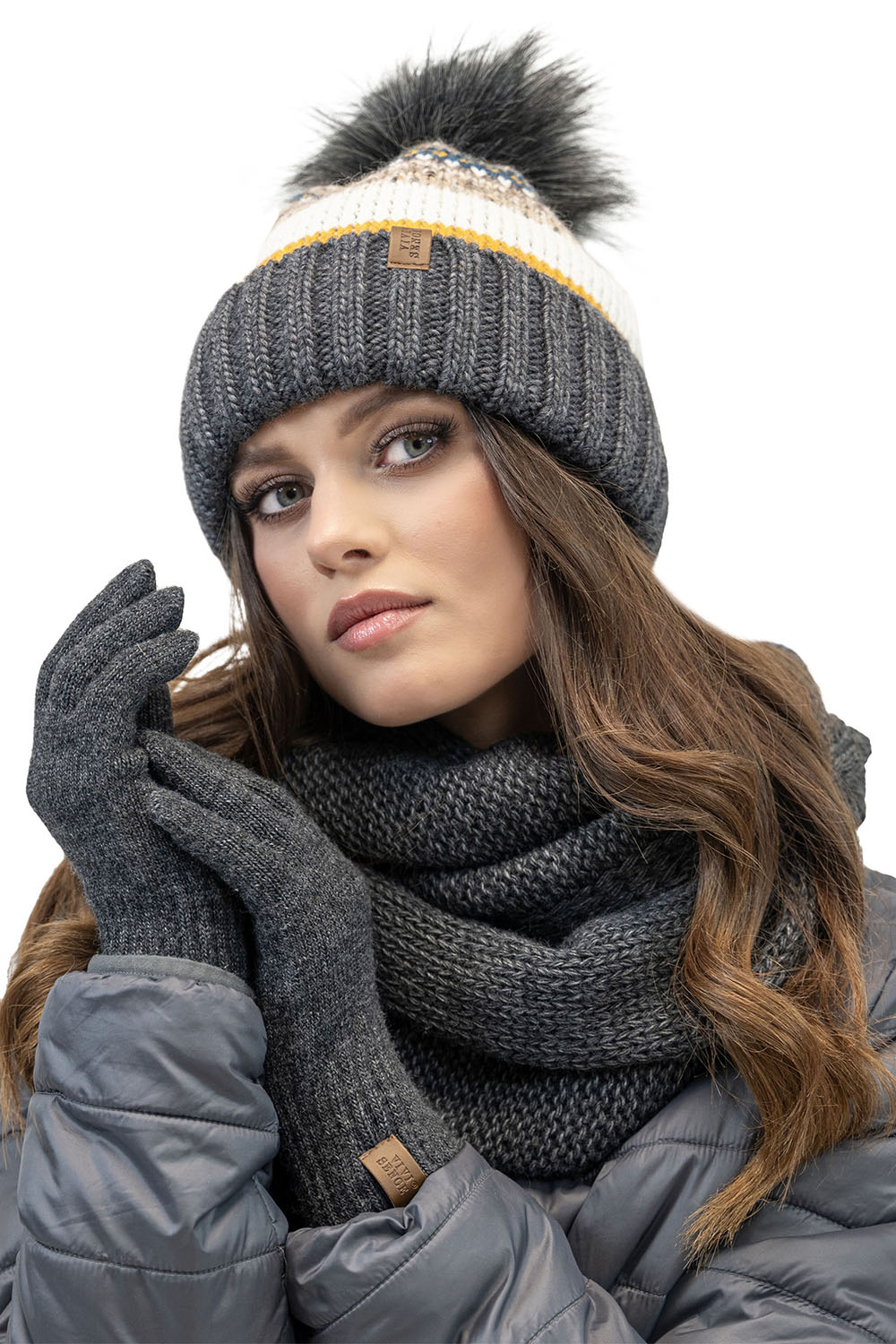 Vivisence Bonnet À Pompon Femme En Fil Chaud Effet Antistatique Pour L’Hiver 7099, gris foncé