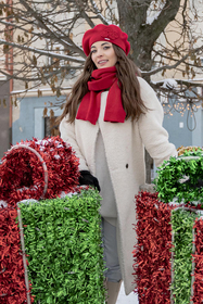 Vivisence Baskenmütze Damen Elegant Blume Warm Herbst Winter Accessoire 7006, rot