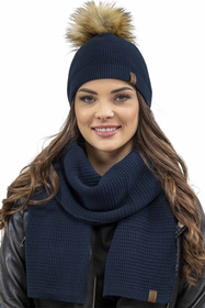Vivisence Damen Bommelmütze Winter Wintermütze Warmem Garn Antistatische 7041, dunkelblau