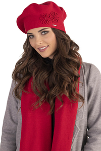 Vivisence Béret Et Écharpe Femme Pour L'automne et L'hiver Chauds En Laine Mélangée Accessoires Pour Hommes Tricot Souple Ajustement Parfait Divers Styles Et Couleurs Disponibles 7007Kmpl, rouge