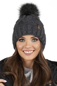 VIVISENCE Wintermütze mit Bommel Damen Warmes Ideal Für Kalte Wintertage 7014, dunkelgrau