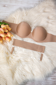 Vivisence Strapless Bra Bandeau for Women self-adhesive barconette Underwire bra for special occasions Dresses and Backless Outfits Model 1065, beige