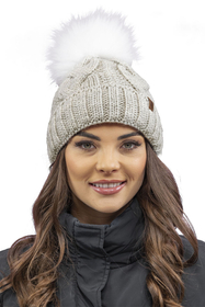 VIVISENCE Wintermütze mit Bommel Damen Warmes Ideal Für Kalte Wintertage 7014, beige Melange