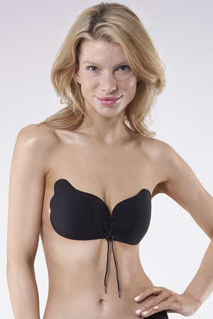 Julimex WOW self-adhesive bra invisible drawstring backless strapless, Black