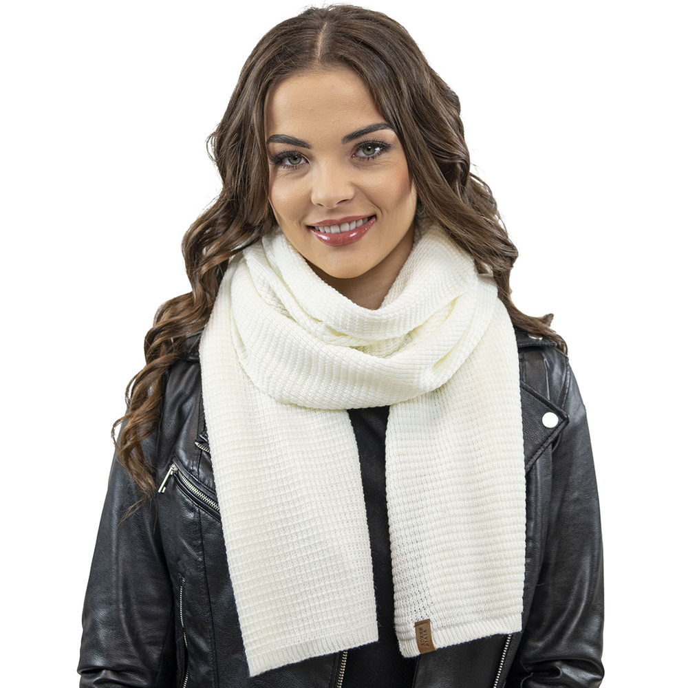 Vivisence Damen Schal Strick Warm Breit Weich Elegant Sportlich Winter 7041S, ecru