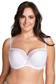 Vivisence Semi-Padded Bra Floral Lace Upper Cups Smooth Foam Bottom Cups Adjustable Wide Straps Supportive Wires Perfect for Gift Elegant Packaging, 