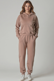 Vivisence Femme Ensemble Survêtement Coton Capuche Poches Confort Quotidien 9203, 