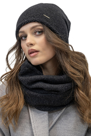 Vivisence Damen Mütze Winter Warmem Wollgarn Klassische Herbst Wintermütze 7087, schwarze Melange