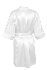 Vivisence Women's Satin Robe with 3/4 Sleeves Tie Waist Short Kimono Style Elegant Polyester Nightwear, 
