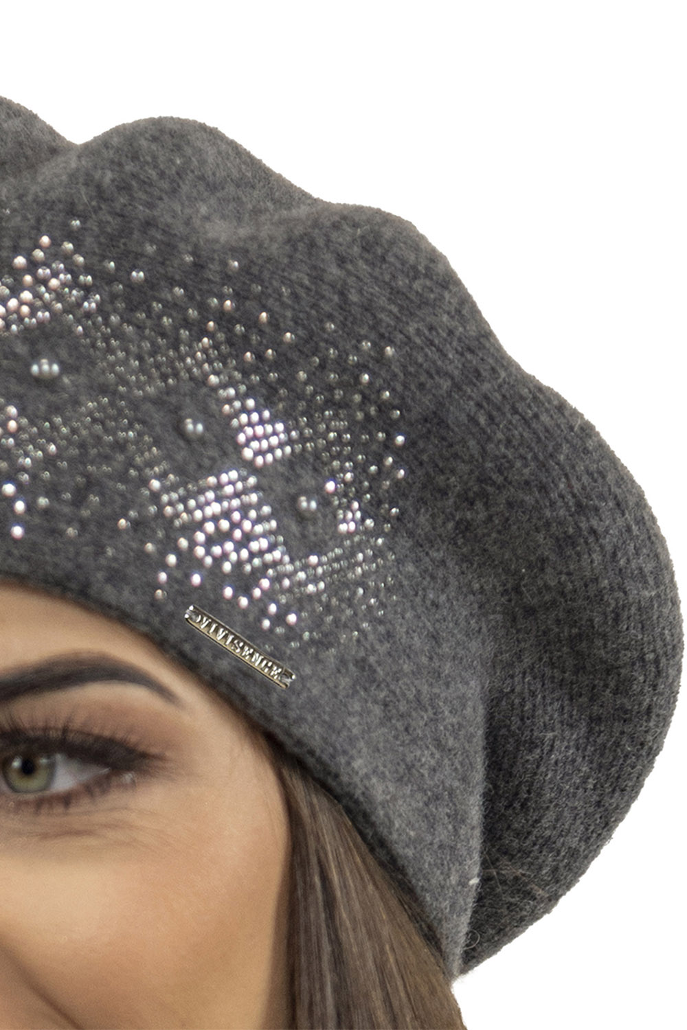 Vivisence Damen Baskenmütze Winter Herbst Warme Barette Wolle Elegante Stil 7050, dunkelgrau