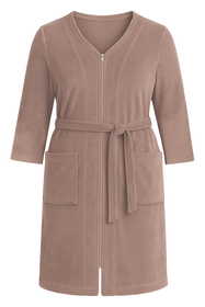 Vivisence Femme Robe de Chambre Coton Fermeture Éclair Confort à la Maison 5011, beige