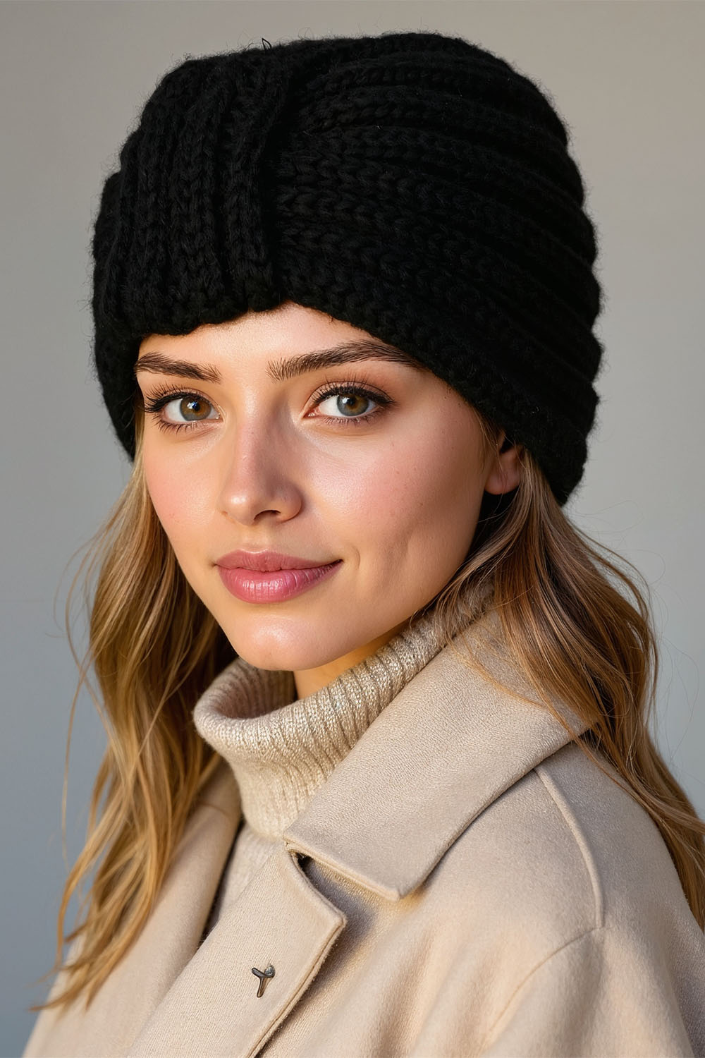 Vivisence Damen Mütze Weicher Merino Baumwollmix Für Komfort, Schwarz