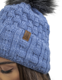 Vivisence Wintermütze mit Bommel Damen Warmes Ideal Für Kalte Wintertage 7015, Denim