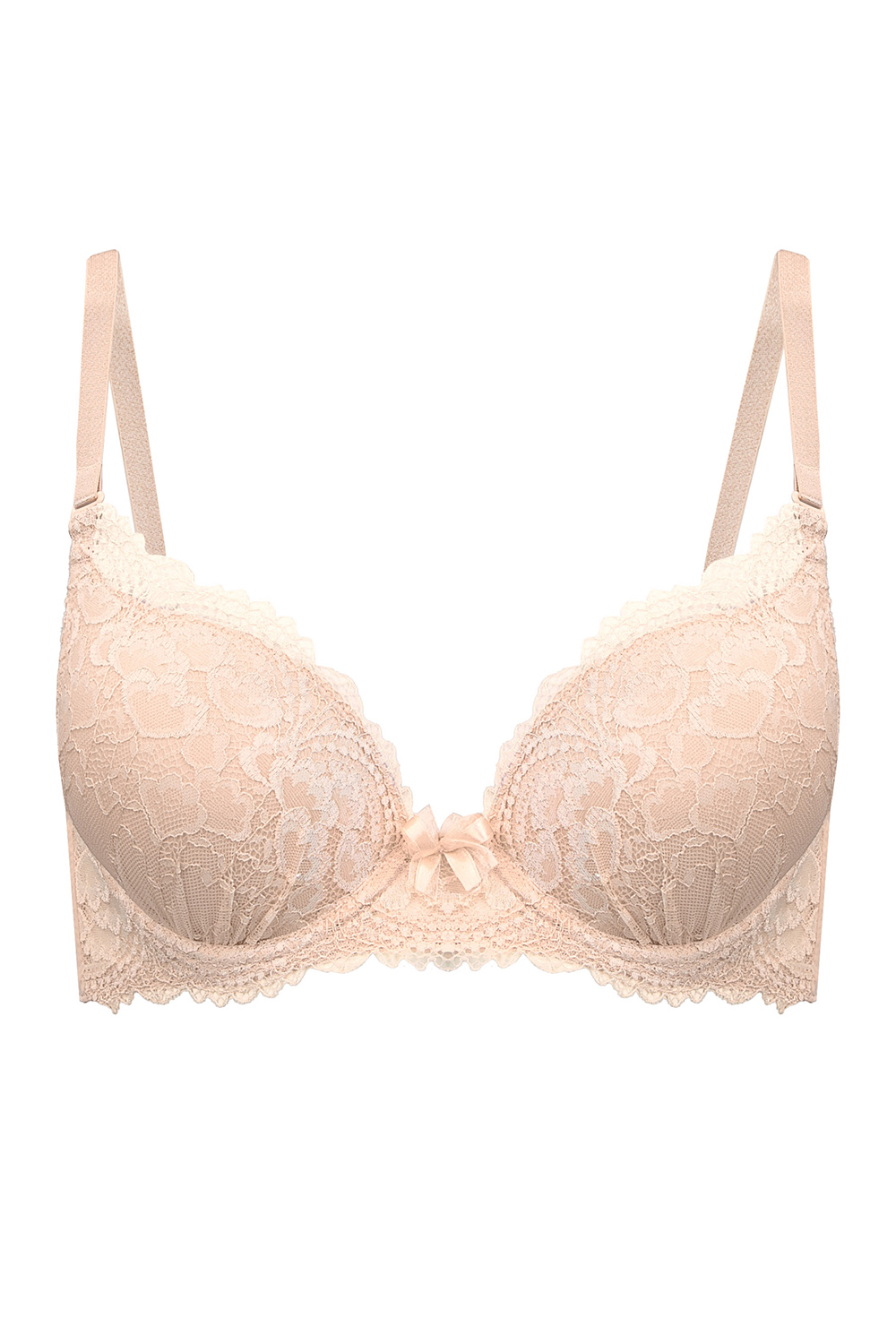 Vivisence Soutien Gorge Push Up Rembourré Bretelles Réglables 1041, beige dentelle