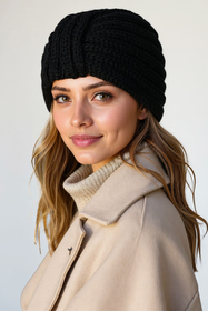 Vivisence Damen Mütze Weicher Merino Baumwollmix Für Komfort, Schwarz