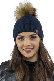 Vivisence Damen Bommelmütze Winter Wintermütze Warmem Garn Antistatische 7041, dunkelblau