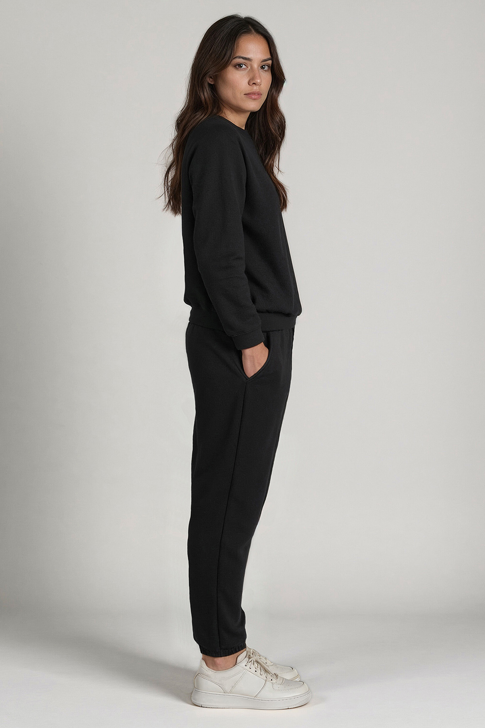 Vivisence Damen Trainingsanzug Baumwolle Bündchen Taschen Alltag Komfort 9204, 