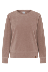 Vivisence Damen Sportbluse Sweatshirt Mit Rundhalsausschnitt Aus Velourstrick Mit Strickbündchen Und Langem Arm Lockerer Schnitt Für Freizeit Fitness Und Alltag 9005, 
