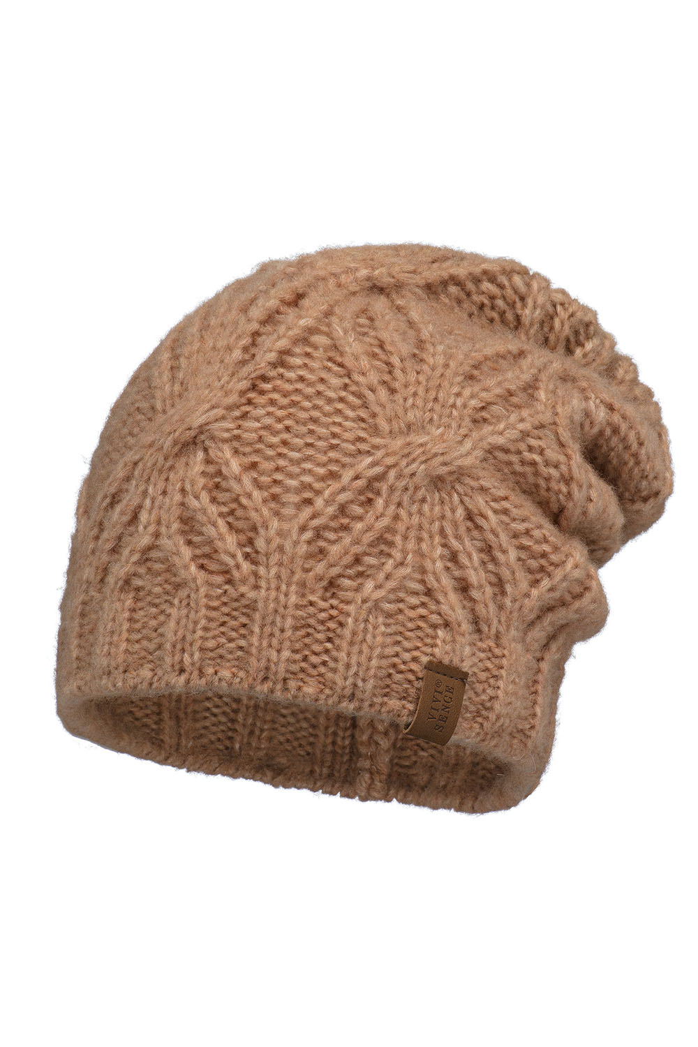 Vivisence Femme Bonnet Hiver Laine Agneau Maille Fantaisie Chaleur Confort, beige