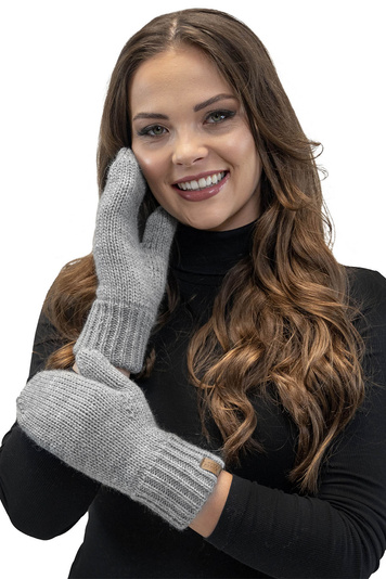 Vivisence Stylish Women's Mittens Made Of Warm And Soft Yarn With Elegant Ribbed Cuff Design Ideal For Stylish Outfits Perfect Gloves For Cold Winter And Autumn Weather, Light Grey