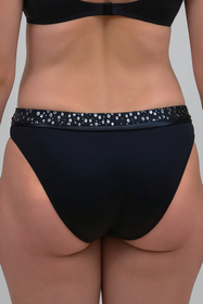 Vivisence Damen Bikinihose Mit Vollem Schnitt Glattes Material Hoher Tragekomfort Widerstandsfähig Gegen Verfärbung Und Verformung Perfekt Für Strand Und Pool, schwarz-silbern