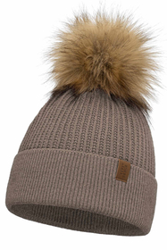 Vivisence Bonnet Femme Avec Pompon Pour L’Hiver En Fil Chaud Style Automnal 7042, beige