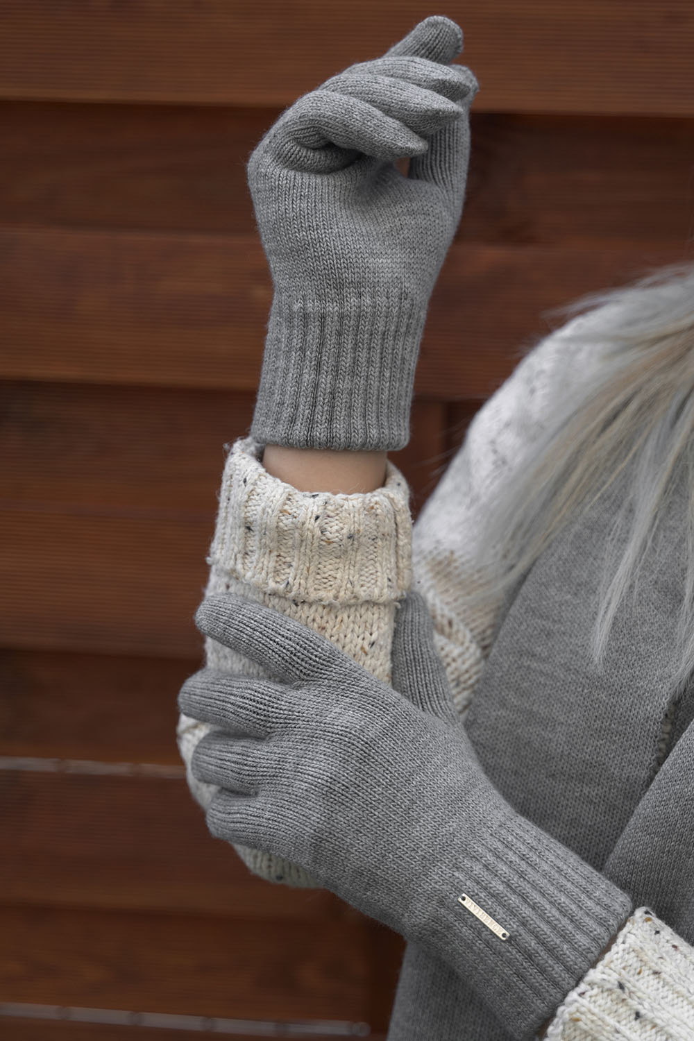 Vivisence Damen Handschuhe Winter Aus Warmem Garn Perfekt für Kalte Tage 7204, hellgrau