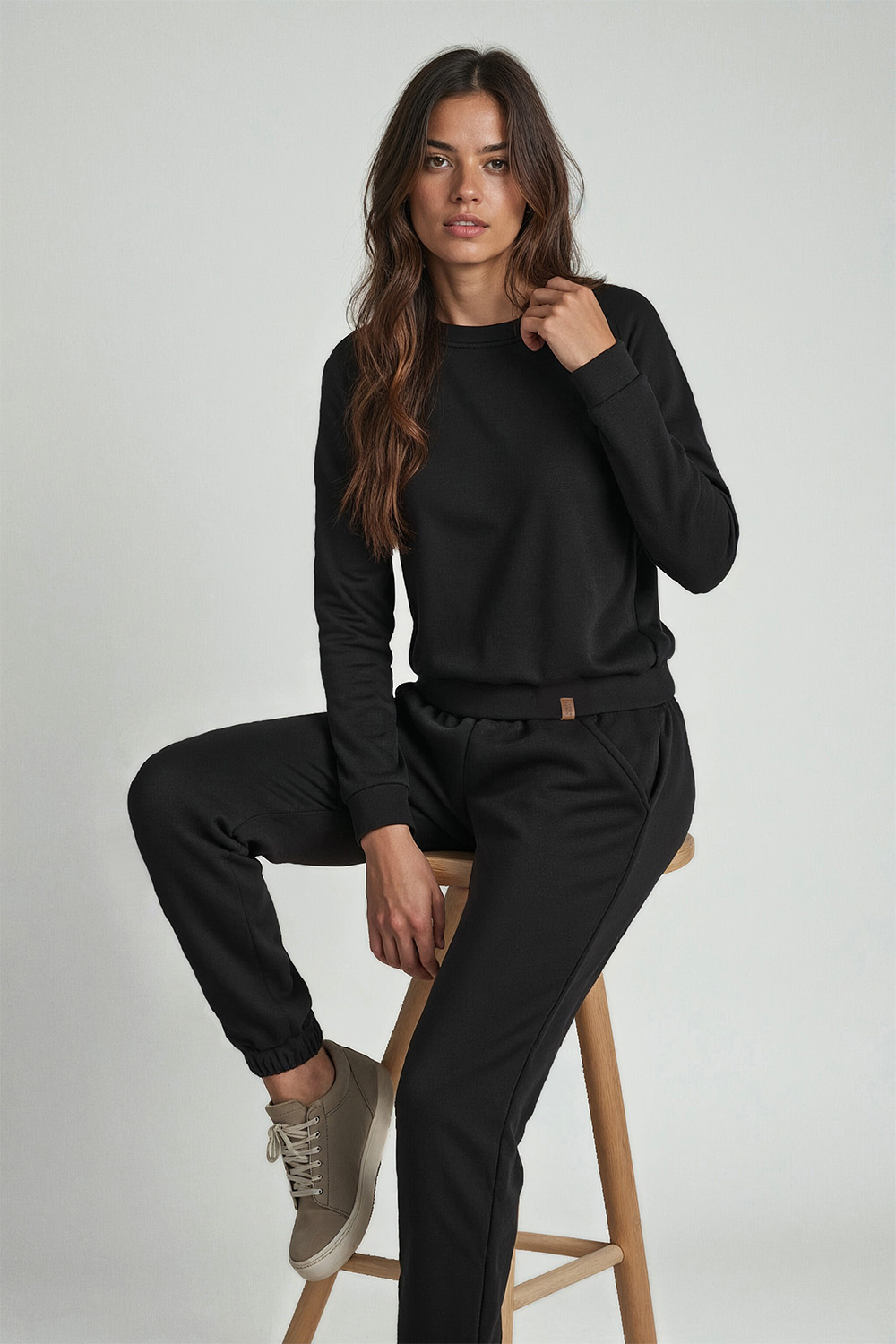 Vivisence Damen Trainingsanzug Baumwolle Bündchen Taschen Alltag Komfort 9204, 
