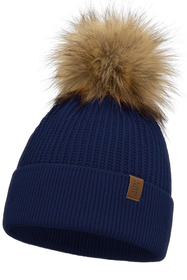 Vivisence Damen Bommelmütze Winter Wintermütze Bommel Herbst Warmem 7042, dunkelblau