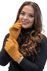 Vivisence Women Winter Hat Scarf And Gloves Set Soft Fleece Lining Cozy Warmth, honey