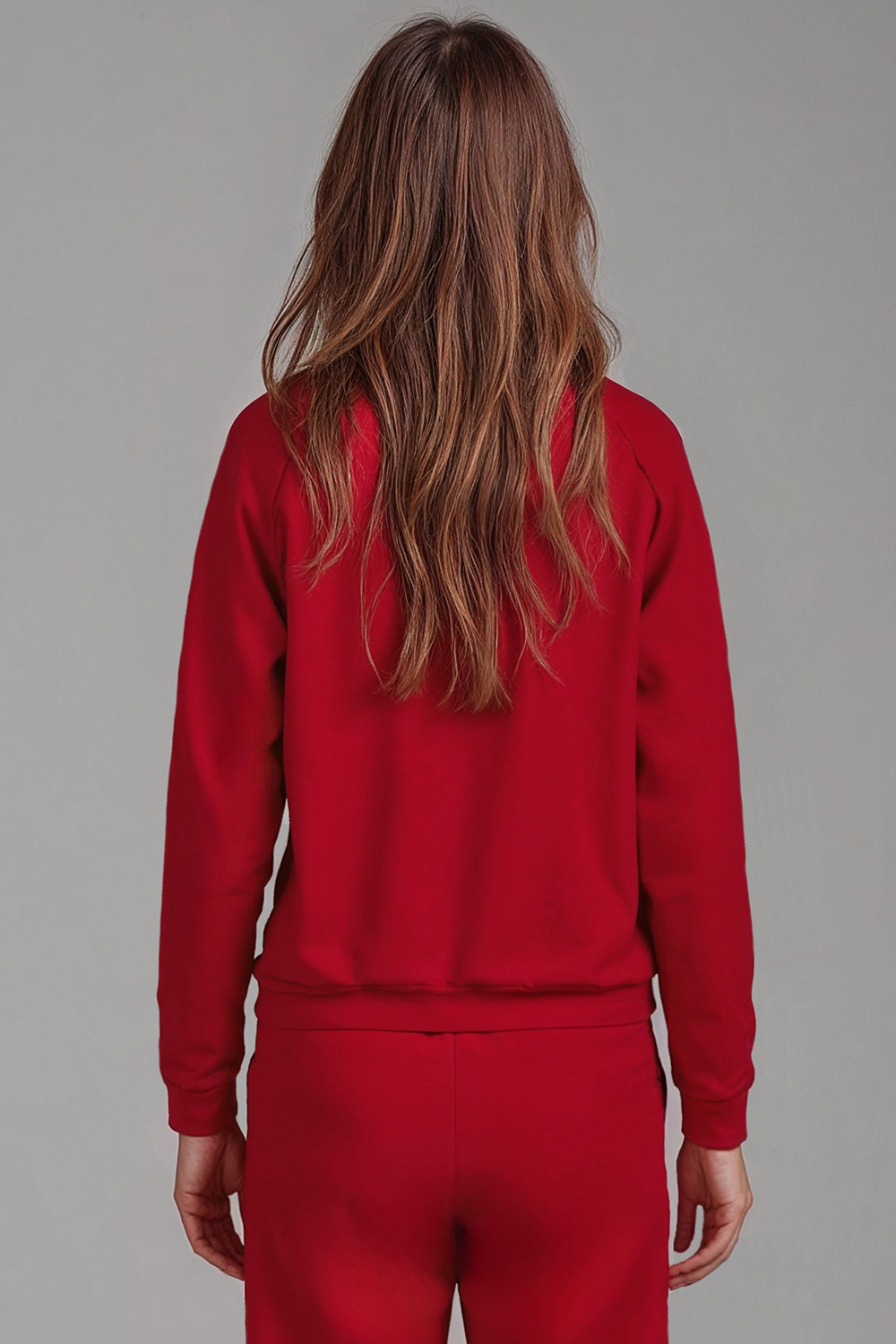 Vivisence Sweatshirt Damen Mit Rundhalsausschnitt Aus Baumwolle Langer Ärmel Bequemer Schnitt 9004, rot