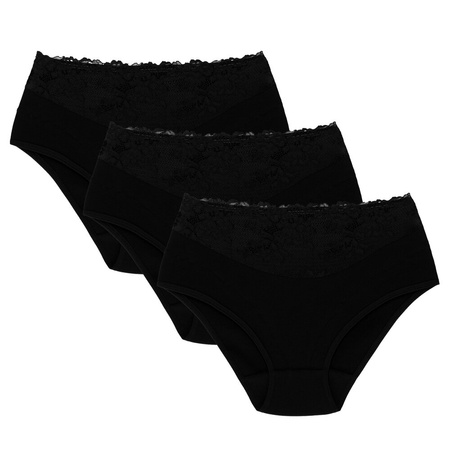 Wolbar ladies briefs with lace WB415 3-pack, Black