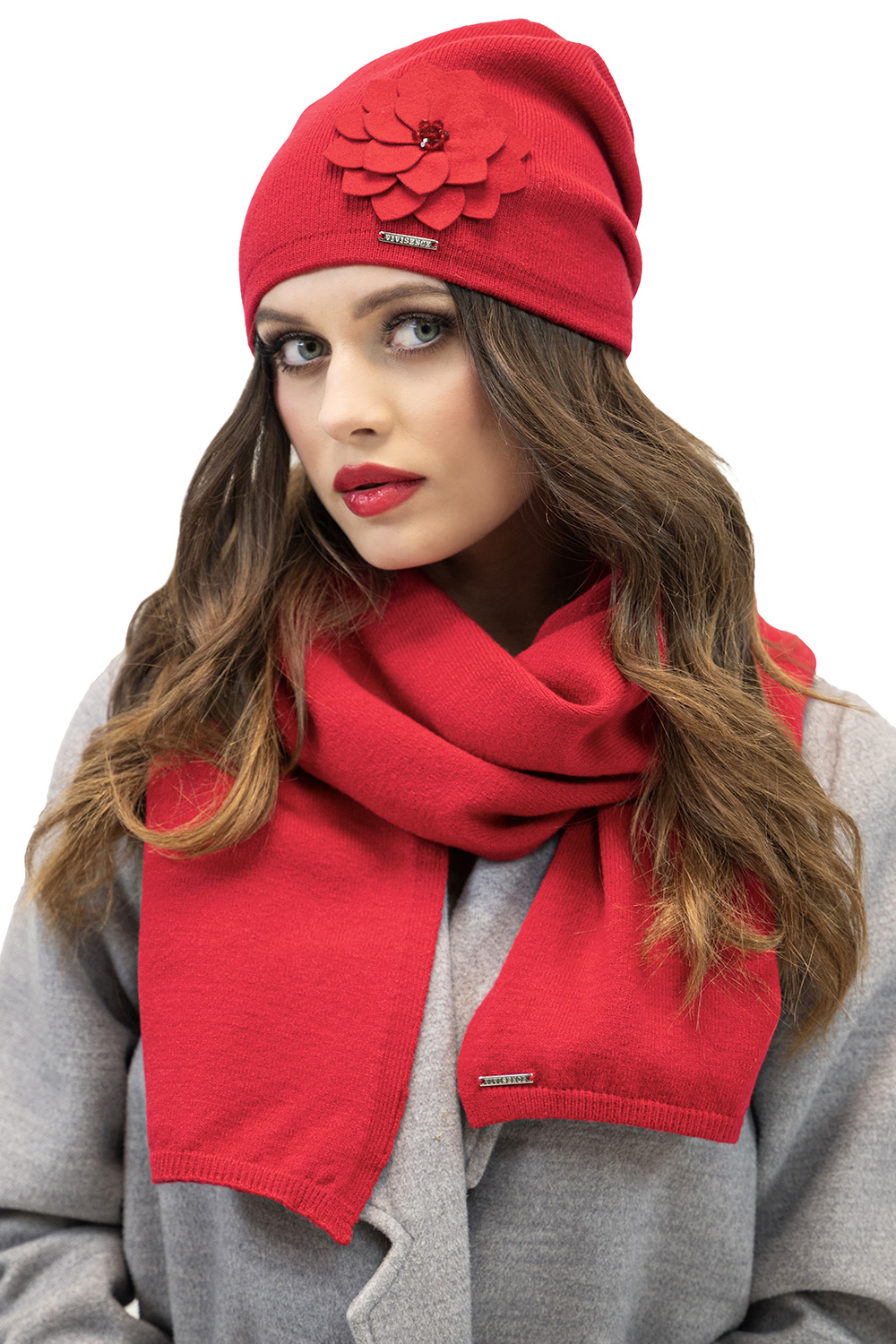 Vivisence Damen Mütze Wintermütze Klassischem Schnitt Warme Gemütlich Wolle 7010, rot