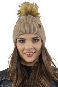 Vivisence Damen Bommelmütze Winter Wintermütze Bommel Herbst Warmem 7042, beige