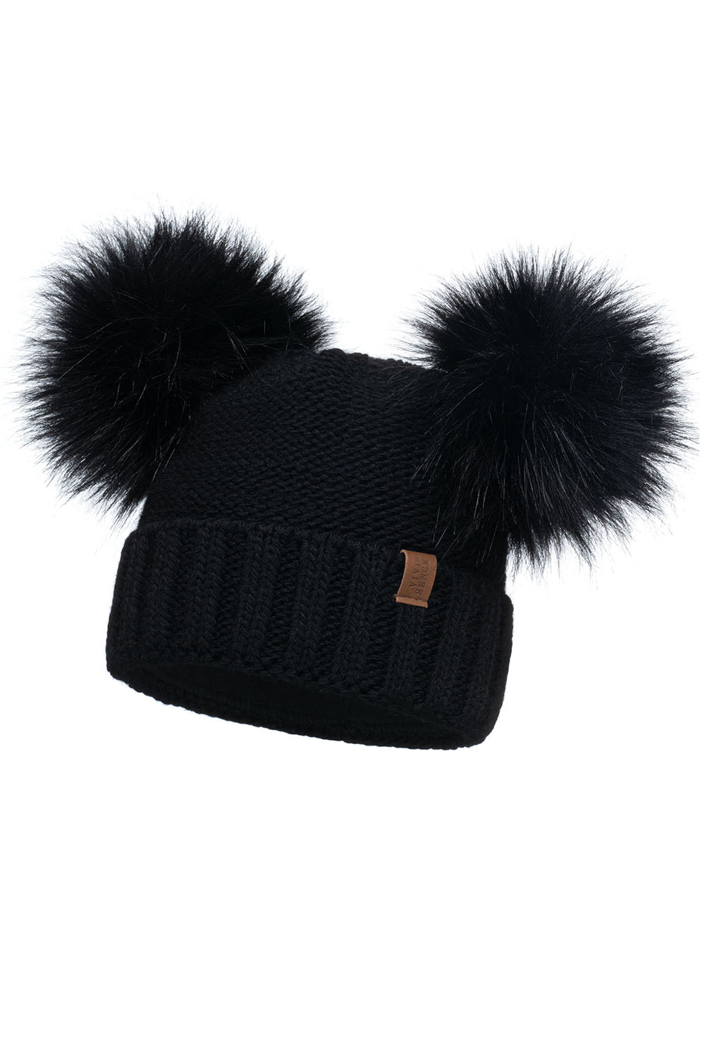 Vivisence Damen Bommelmütze Winter Zwei Bommel Wärmendem Garn Antistatischer 70106, Schwarz