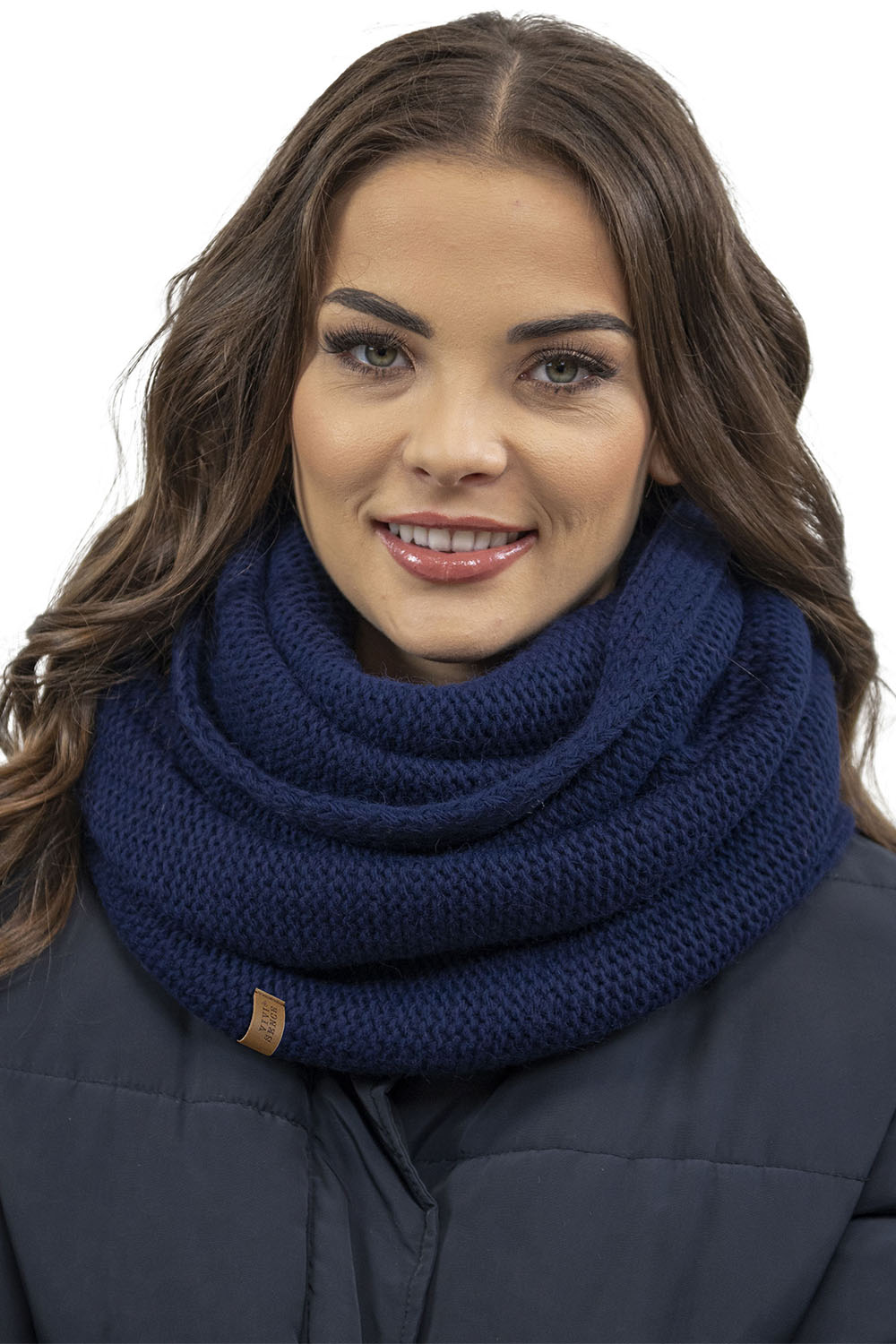 Vivisence Stylish Women's Winter Set Including Pompom Hat And Cozy Snood Scarf Made From Soft And Warm Fabric Smooth Fleece Lining Ideal For Cold Days, dark blue