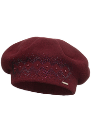 Vivisence Damen Baskenmütze Winter Herbst Warme Barette Wolle Elegante Stil 7050, weinrot