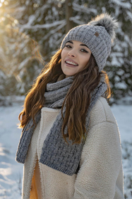 Vivisence Women's Winter Scarf Soft And Warm For Cold Days 7015S, light grey