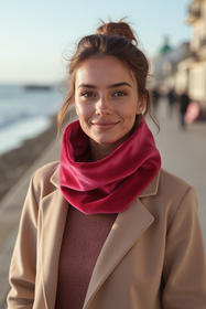 Vivisence Femme Snood Hiver Tricot Doux En Coton Confortable Chaleur Chaque Jour, rubis