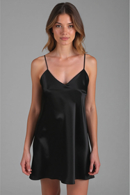 Vivisence Chemise de Nuit Satin Bretelles Réglables Tissu Agréable au Toucher 2039, noir