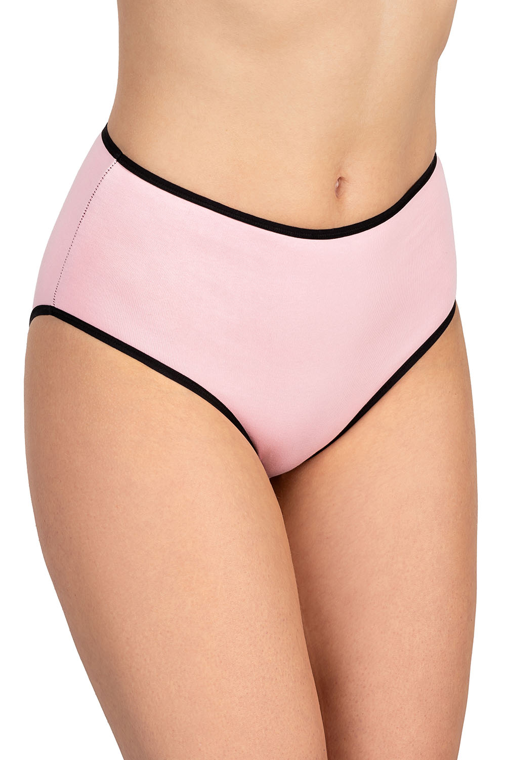 Vivisence Culotte Classique Slip pour Femme Lot de 3 Figi Silhouette Élégante 4016, bande noire : rose