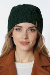 Vivisence Women Winter Hat Lambswool Cotton Knit Warm Fit For Cold Days, Green