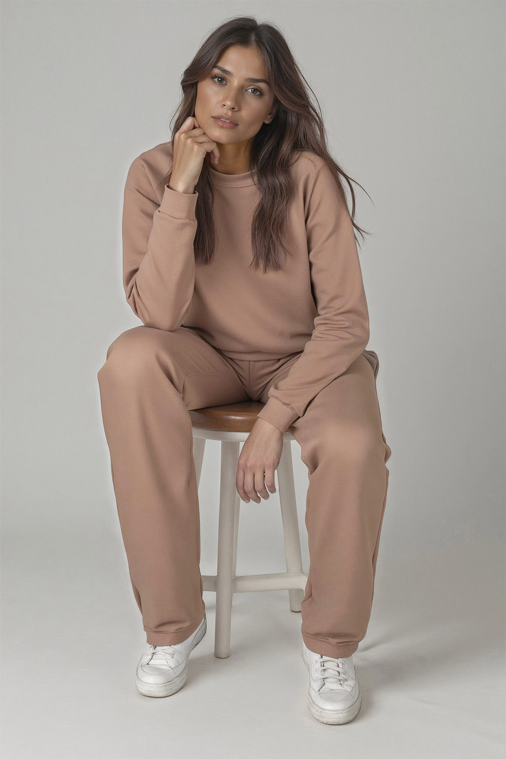 Vivisence Loungewear Damen Trainingsanzug Set Lockerer Schnitt Rundhals Freizeitanzug Mit Taschen 9205, 